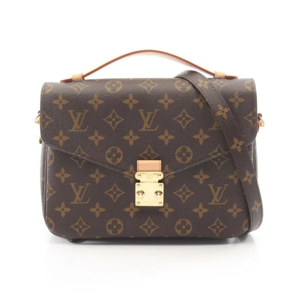 Louis Vuitton Pochette Metis Monogram Handbag Canvas Leather Brown